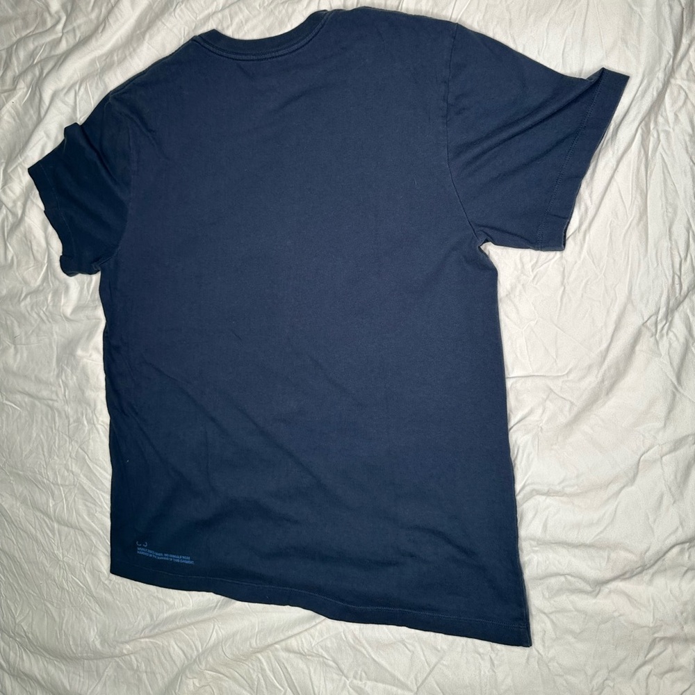Wuxly XL Organic Cotton T-Shirt Made in Canada Origami Bird Logo Navy Blue - Picture 14 of 14